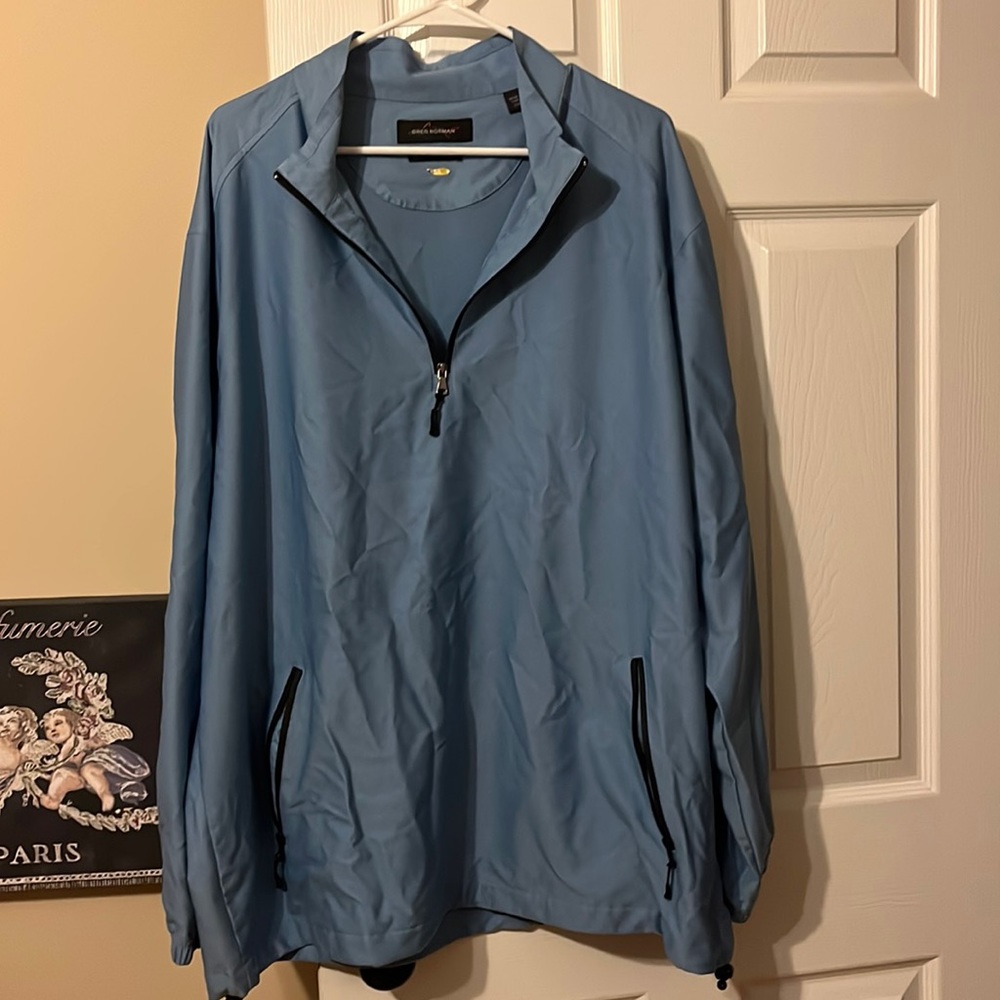 Greg Norman Dry Play Pullover size XXL EUC Carolina Blue with black details